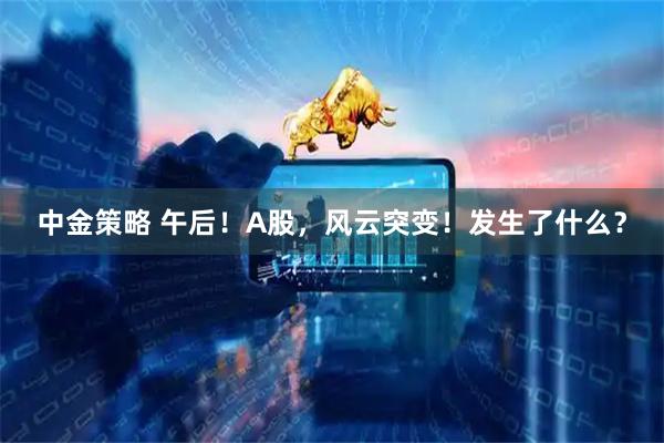 中金策略 午后！A股，风云突变！发生了什么？